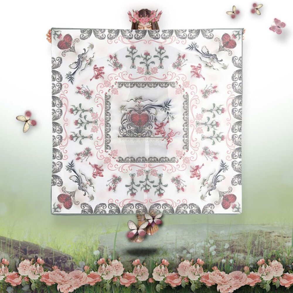 English Garden Sheer Chiffon Oversize Square Fairytale Scarf - Picture 4 of 12